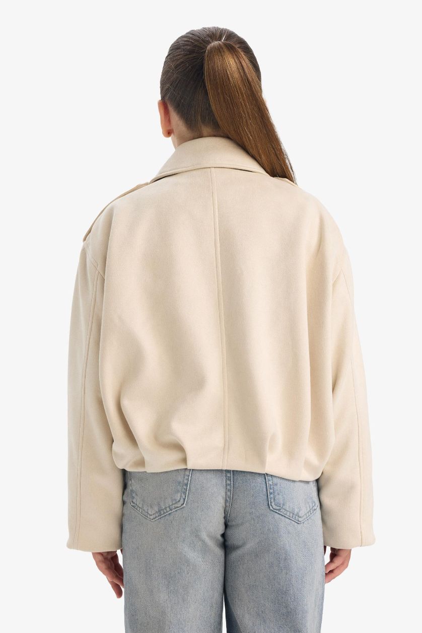 GIRLS & TEENS Ecru Girl V-Neck Puffer Jacket