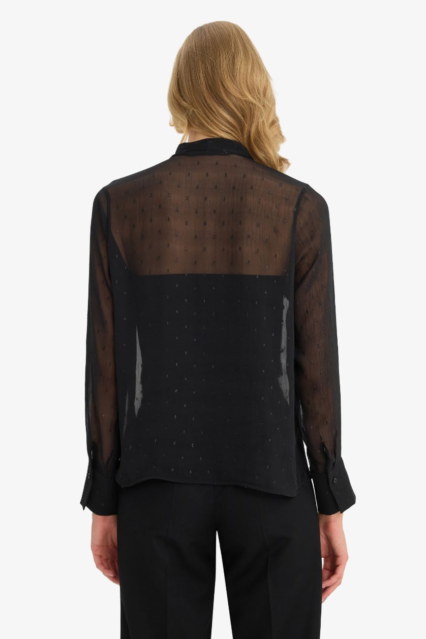 WOMAN Black Regular Fit Long Sleeve Blouse