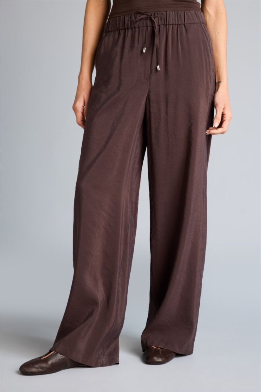 WOMAN Brown Wide Leg High Waist Flare Fit Trousers