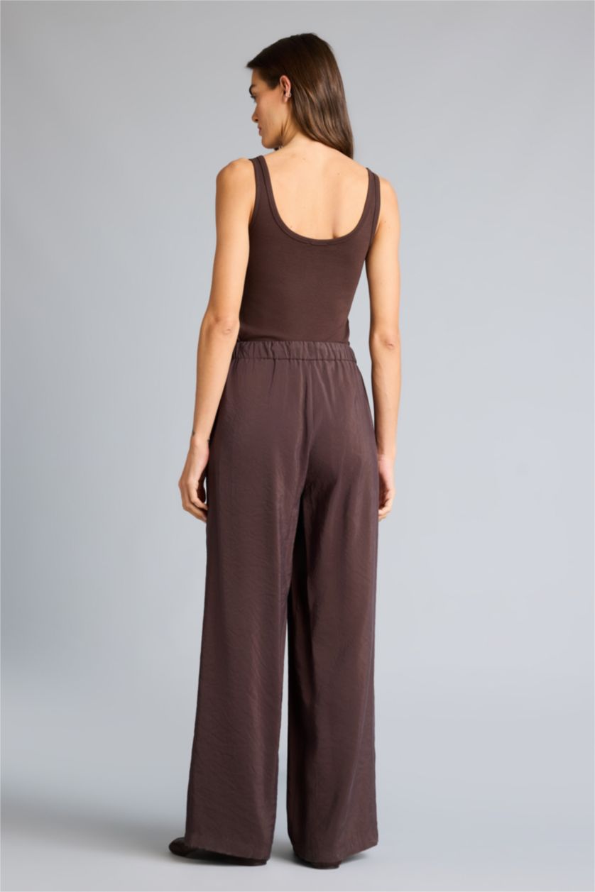WOMAN Brown Wide Leg High Waist Flare Fit Trousers