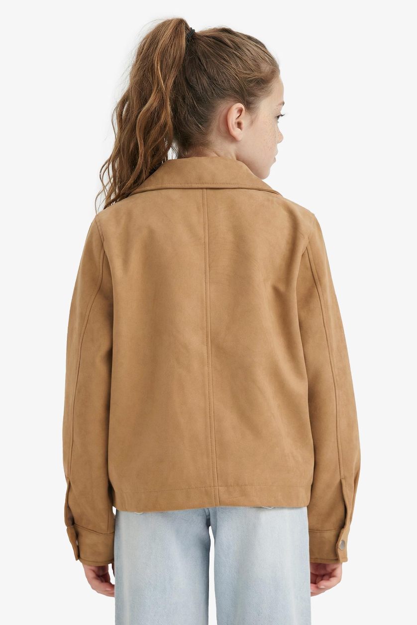 GIRLS & TEENS Dark Sand Girl Crew Neck Puffer Jacket