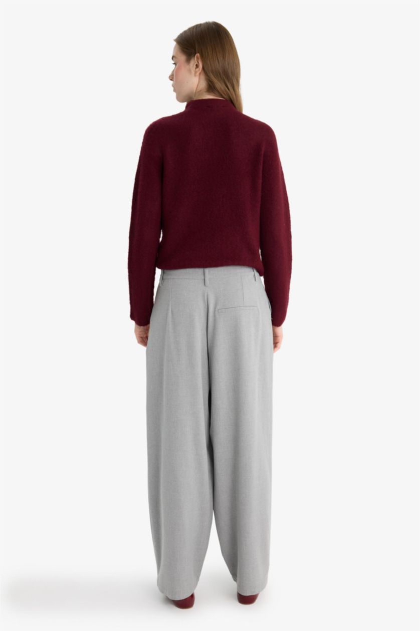 Women Light Grey Normal Waist Baggy Fit Trousers