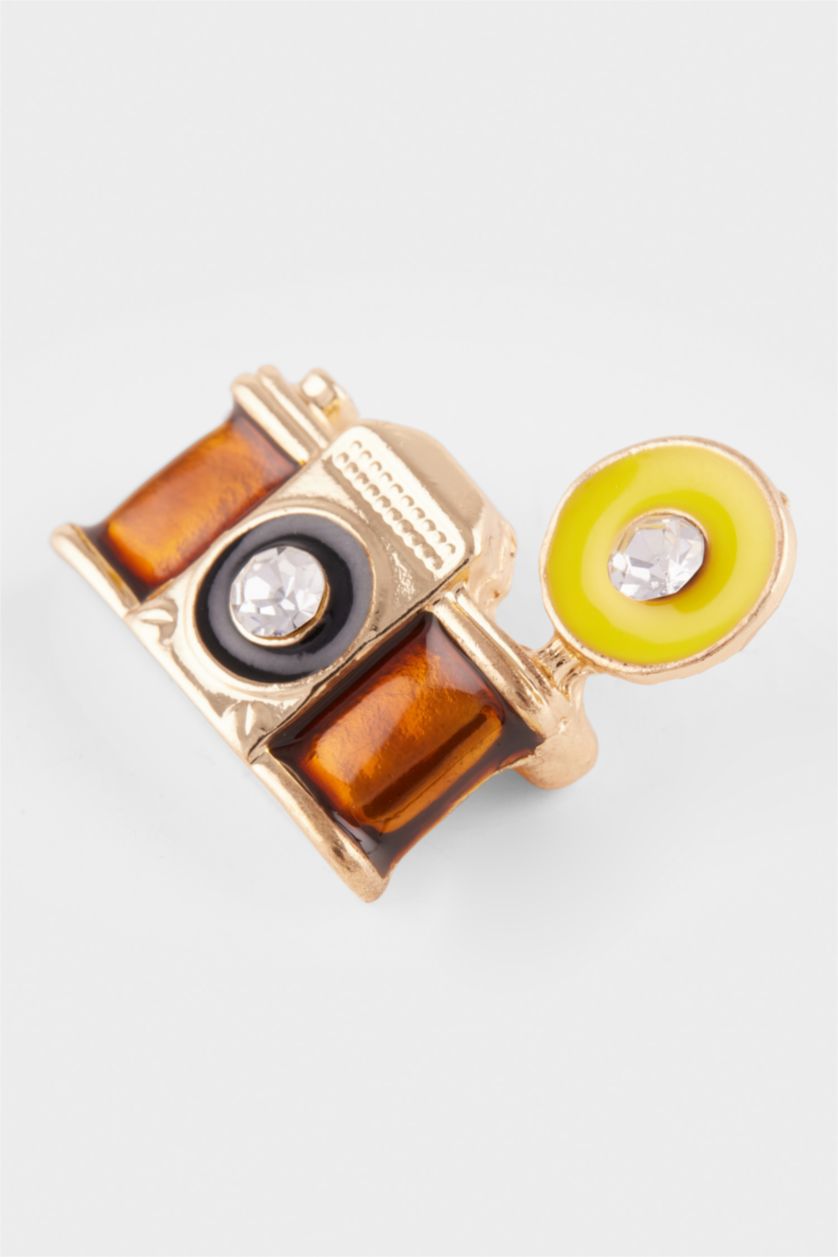 Kadın Karma Kadın Fotoğraf Makinesi Figürlü Broş