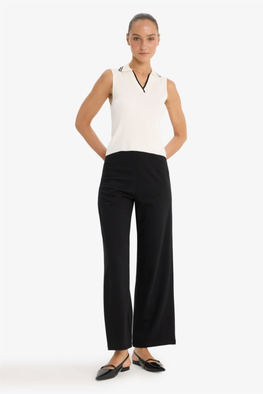 WOMAN Black Straight Fit Trousers