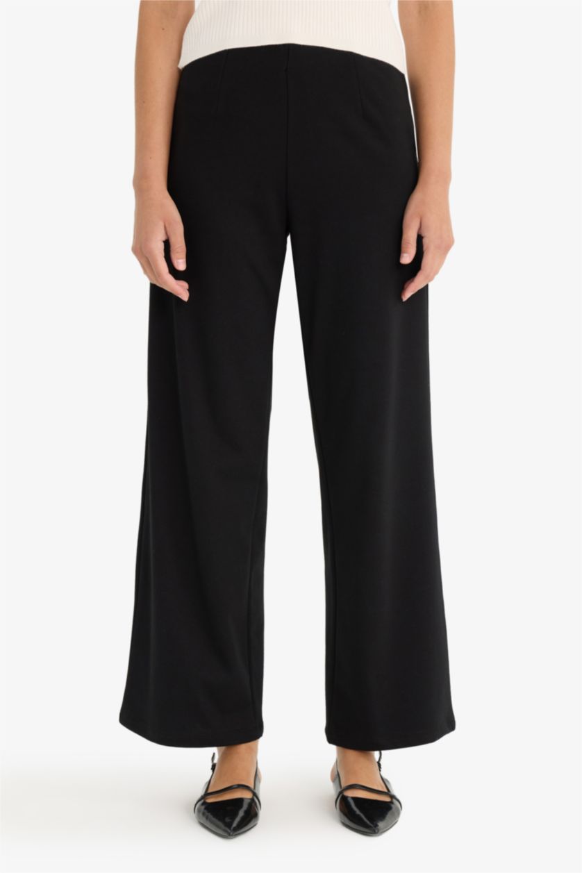 WOMAN Black Straight Fit Trousers