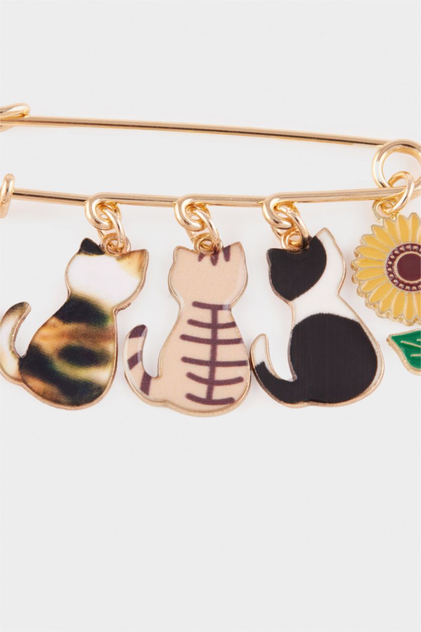 Kadın Karma Kadın Kedi Detaylı Broş