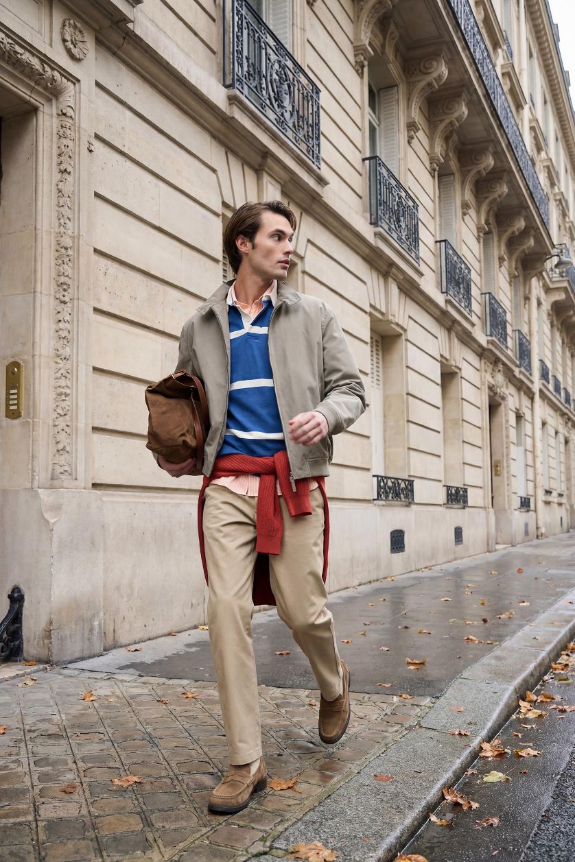 Erkek Bej Erkek Pamuklu Smart-Casual Pantolon