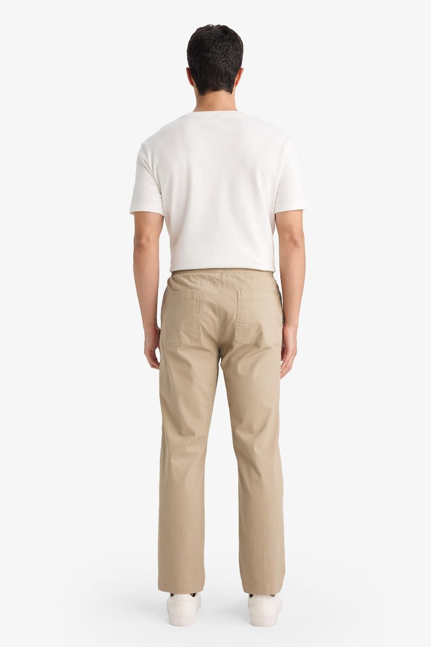 Erkek Bej Erkek Pamuklu Smart-Casual Pantolon