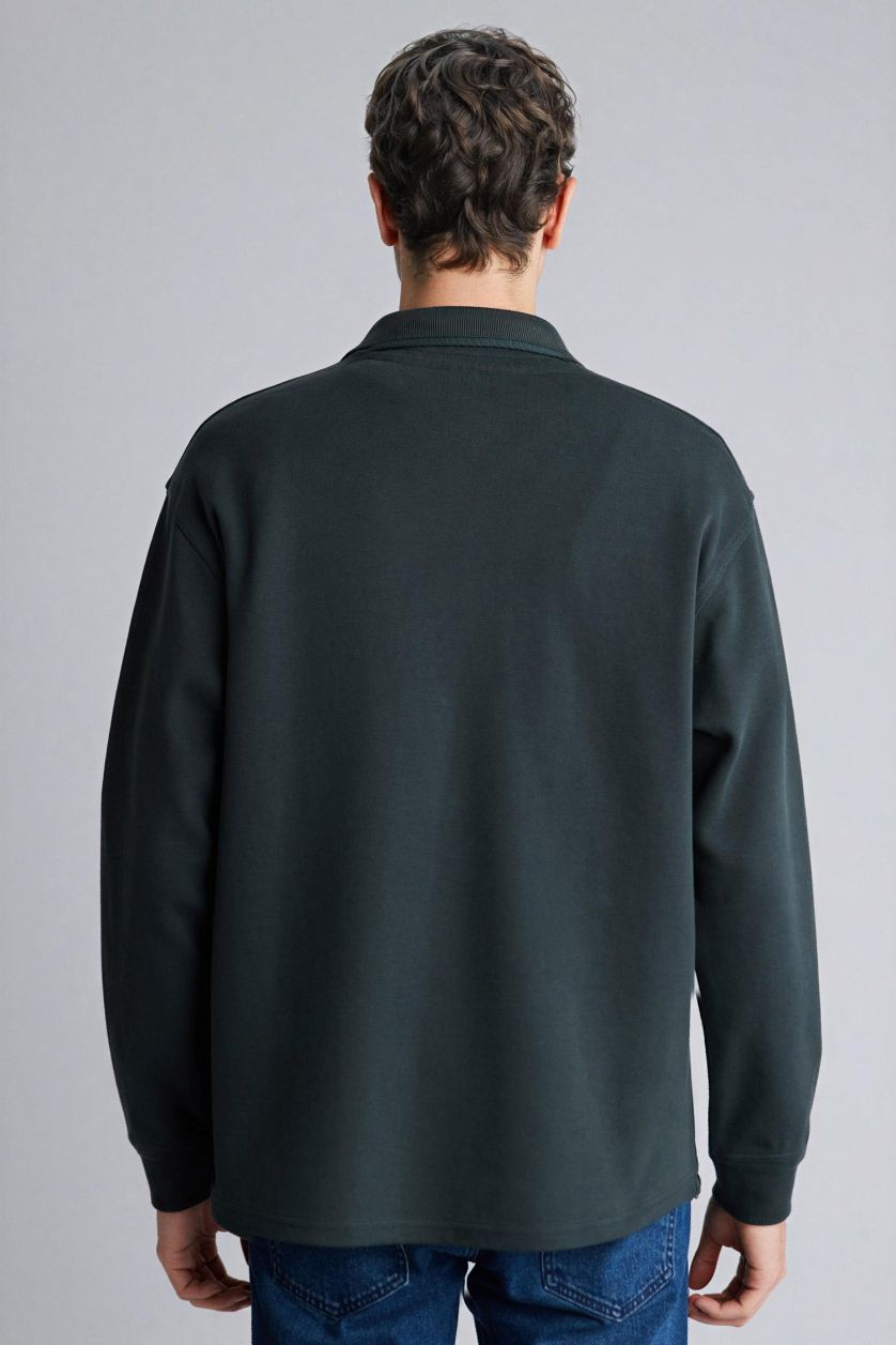 رجالي أخضر غامق سويت شيرت قصة عادية بسوستة نصفي