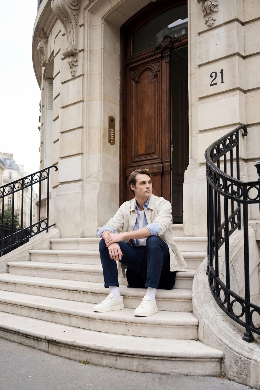 MAN Stone قميص جبردين قصة عادية كم طويل