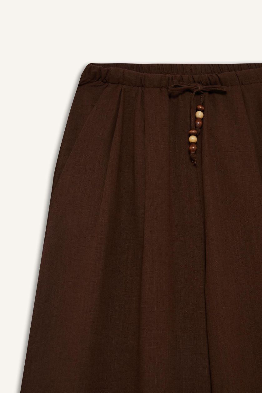 WOMAN Brown Wide Leg Linen Blend Trousers