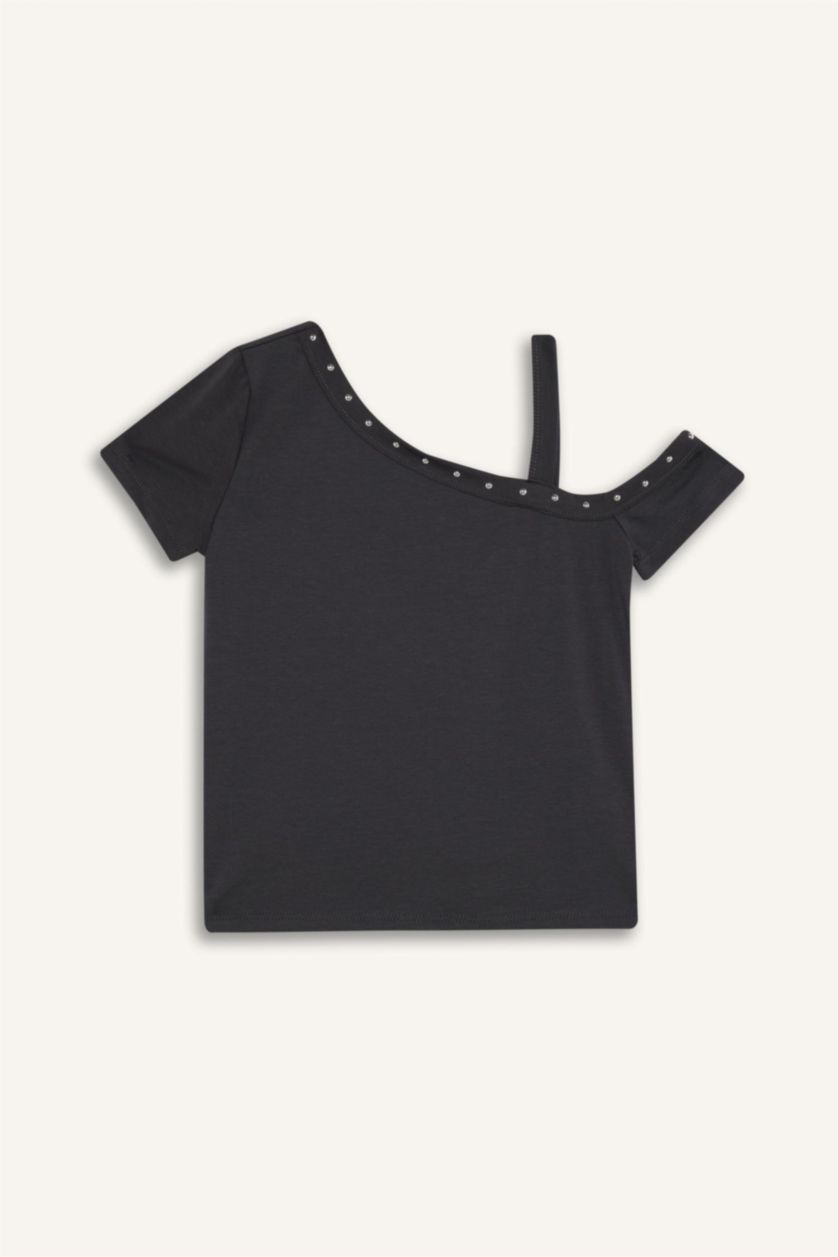 Kız Çocuk - Genç Kız Antrasit Taş Baskılı Atlet Kız Çocuk