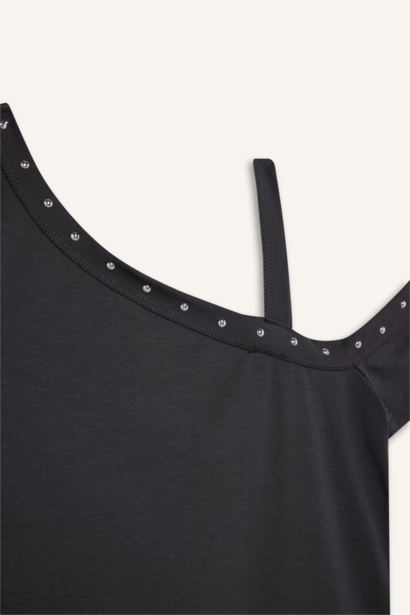 Kız Çocuk - Genç Kız Antrasit Taş Baskılı Atlet Kız Çocuk