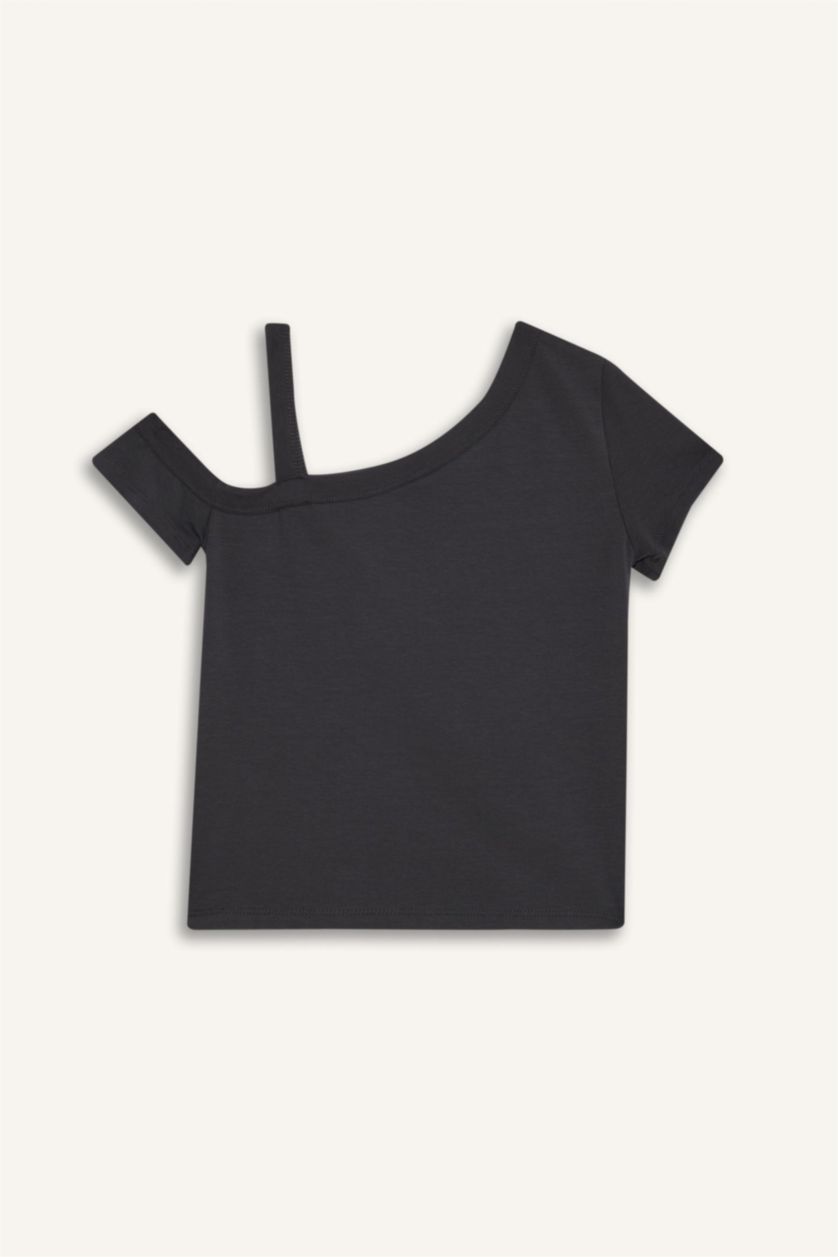 Kız Çocuk - Genç Kız Antrasit Taş Baskılı Atlet Kız Çocuk