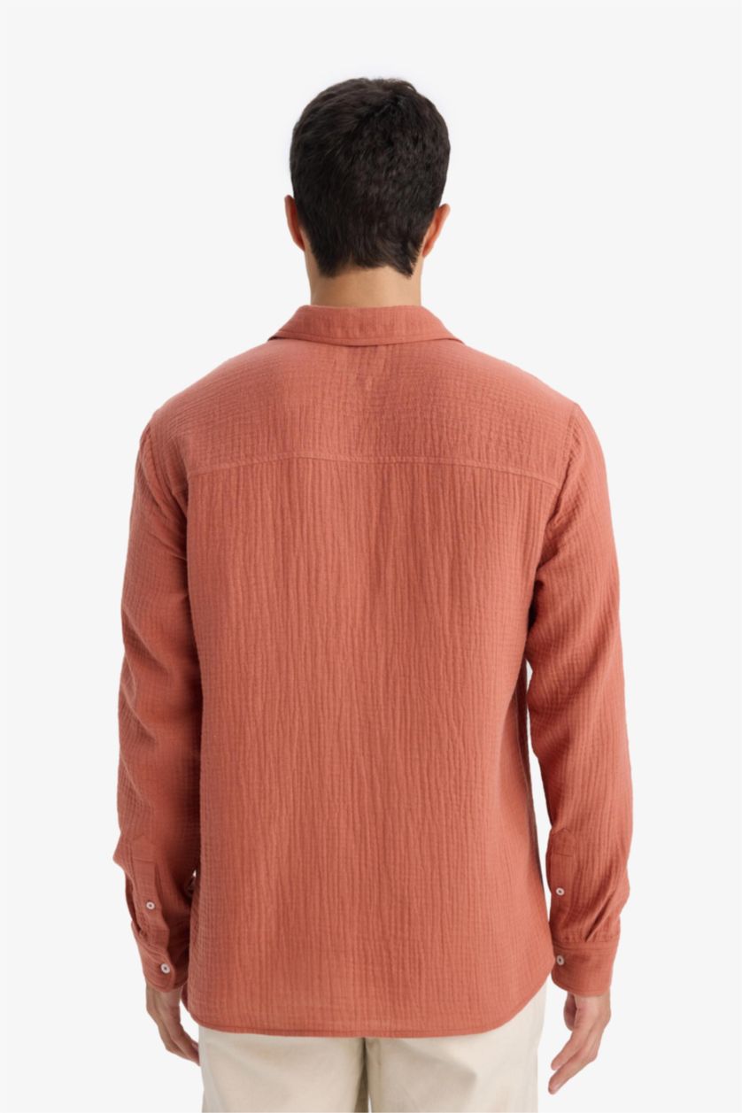 Erkek Gülkurusu Polo Yaka Pamuklu Gömlek