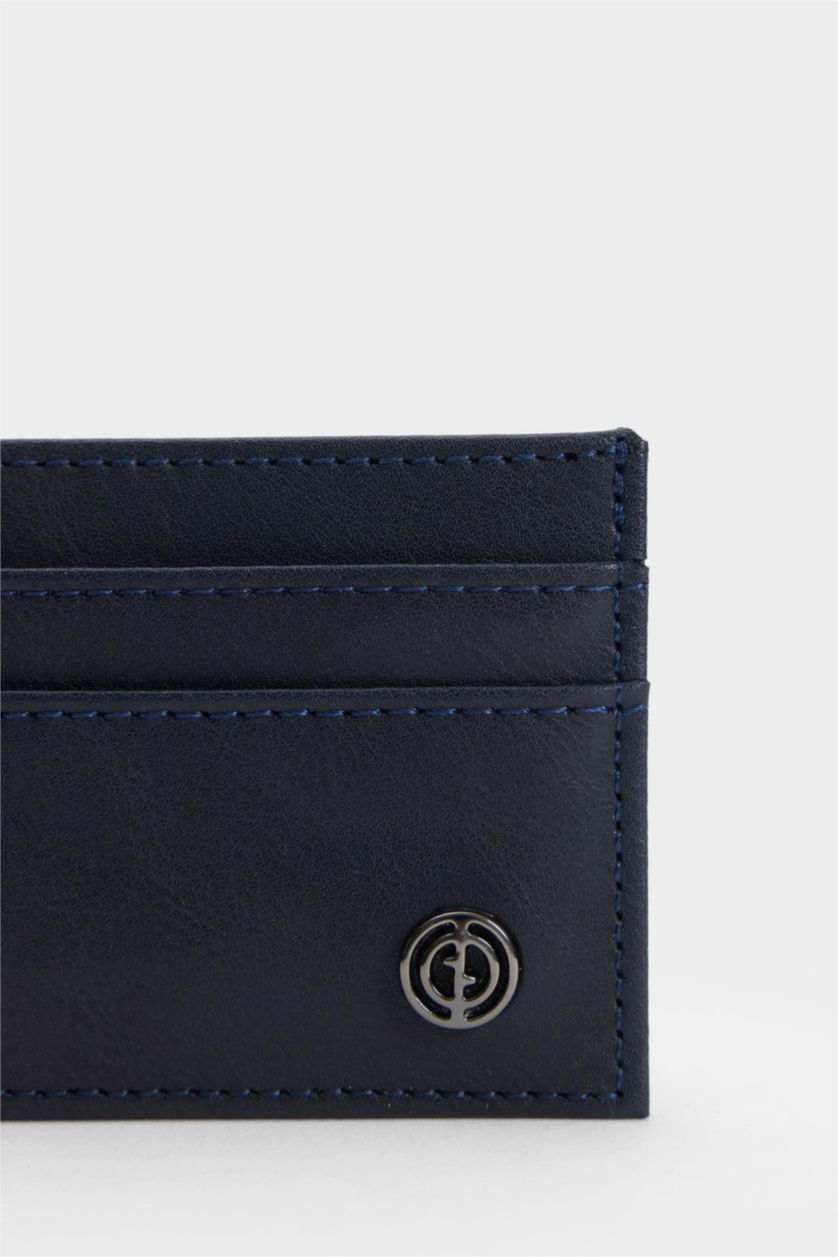 MAN NAVY Man Faux Leather Business Card Wallet