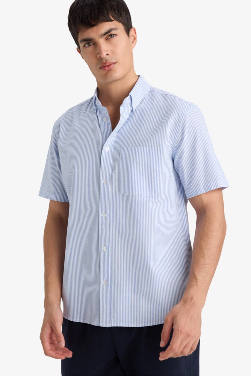 Erkek Mavi %100 Pamuk Gömlek