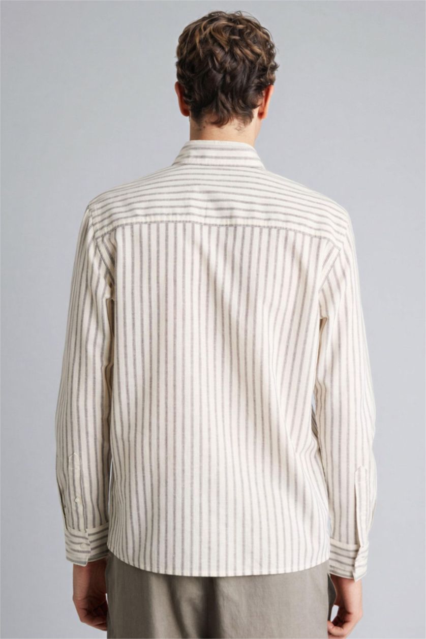 Мужчины Бежевый Linen Blend Shirt