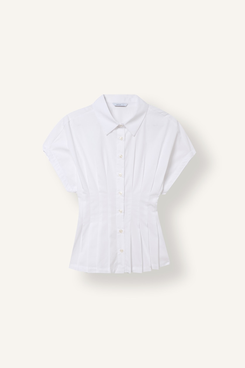 Kadın Beyaz %100 Pamuk Fitted Kısa Kollu Poplin Gömlek