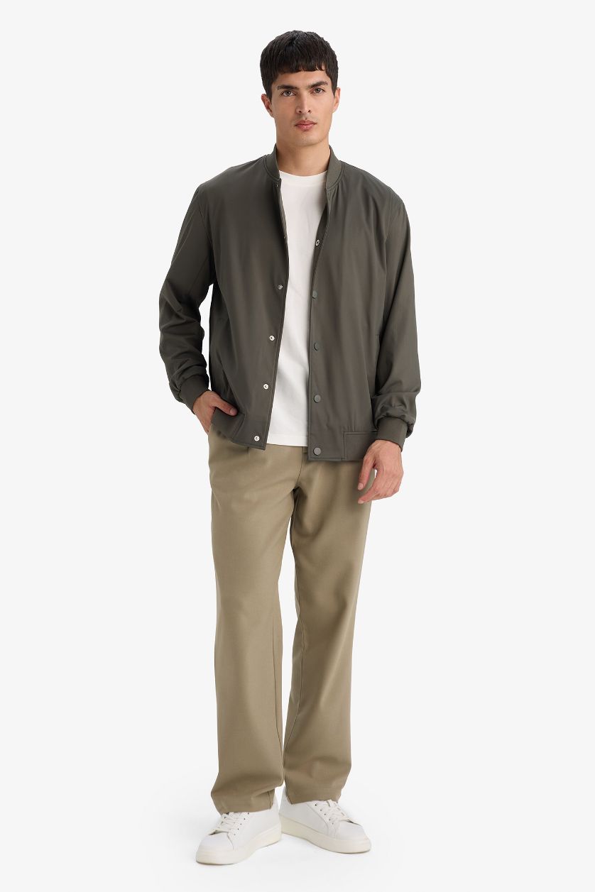 Мужчины Оливково-коричневый Брюки Straight Fit