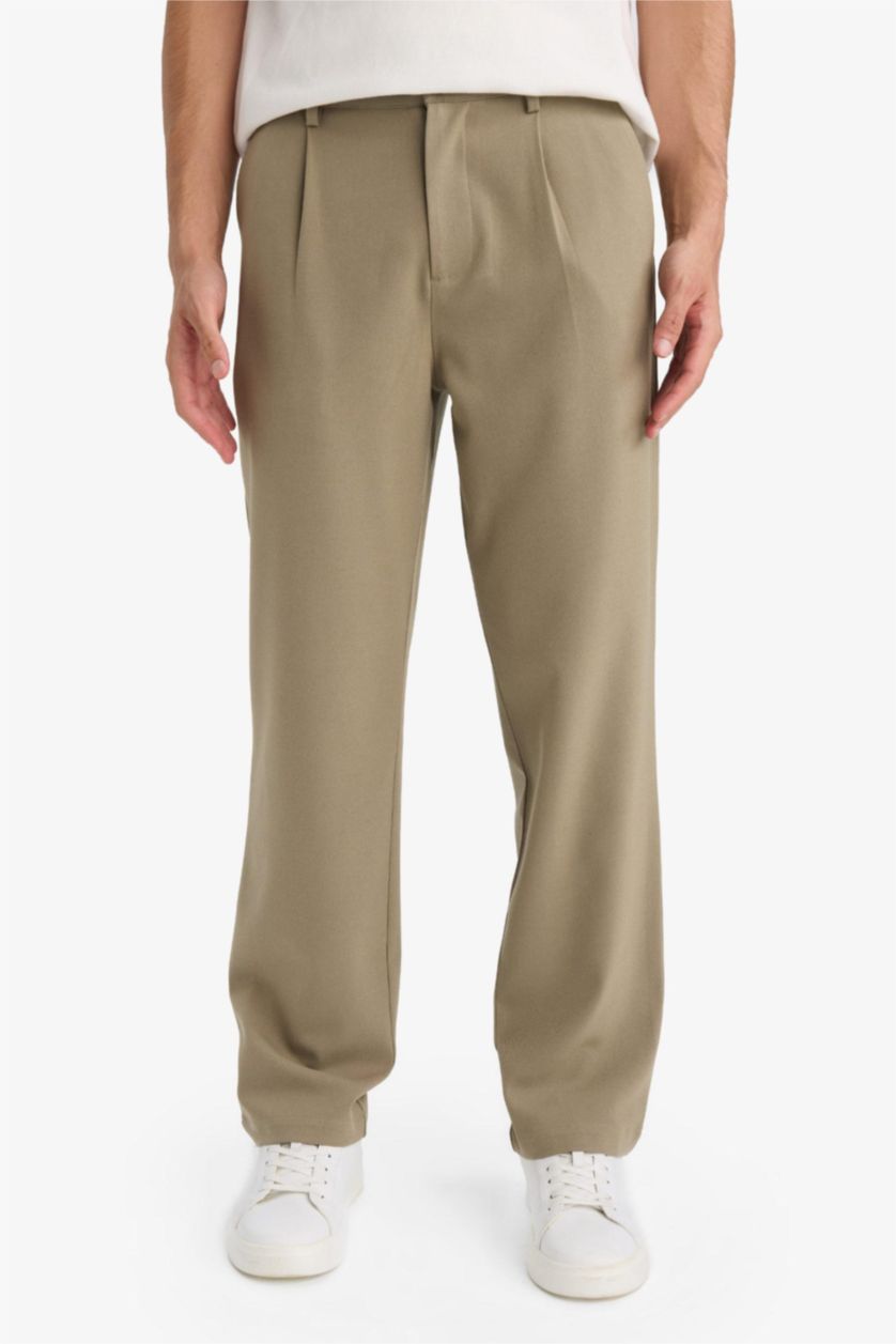 Man Teak Straight Fit Trousers