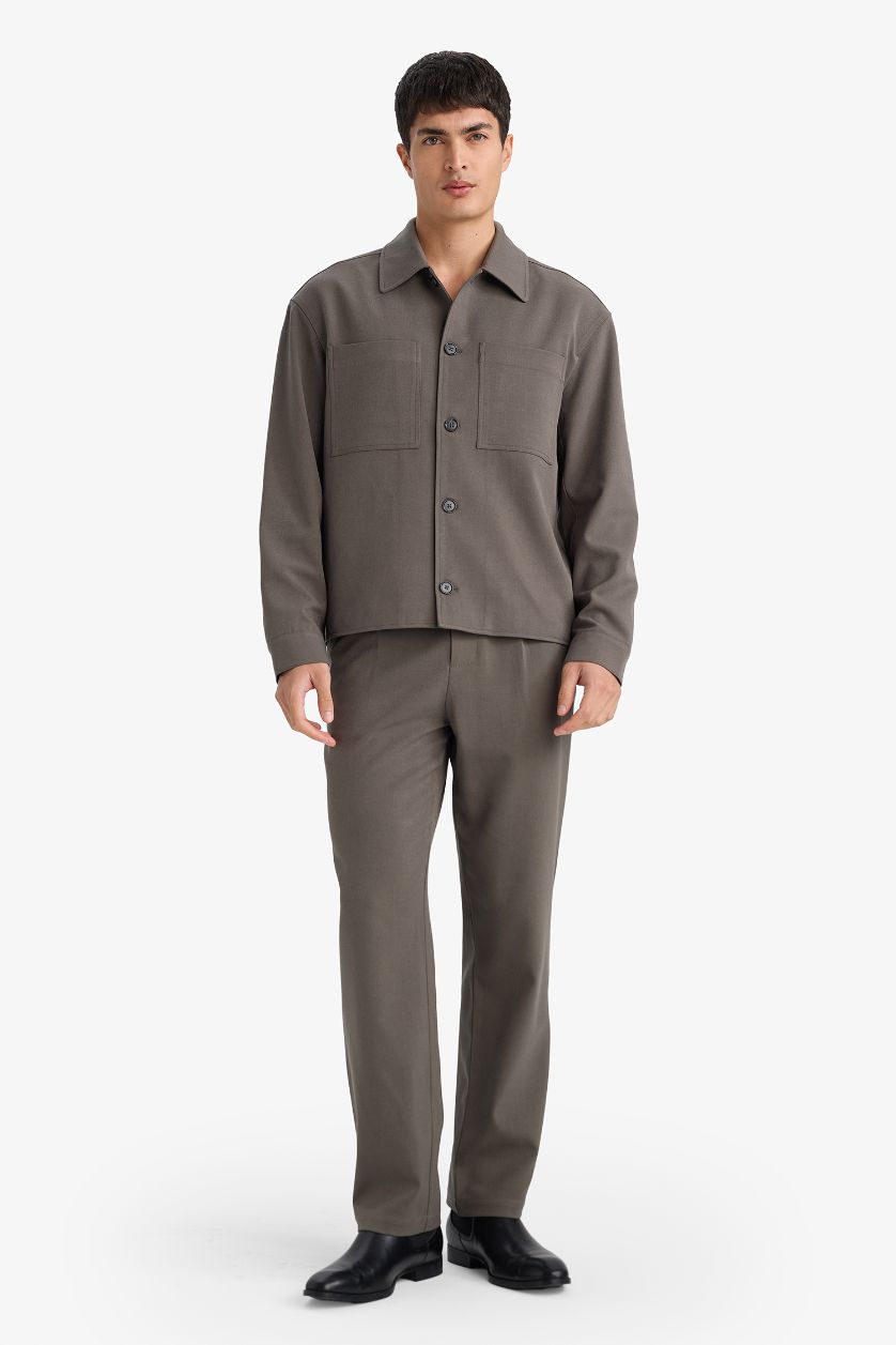 Мужчины Темный хаки Брюки Straight Fit