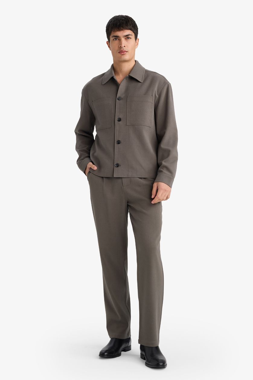 Мужчины Темный хаки Брюки Straight Fit