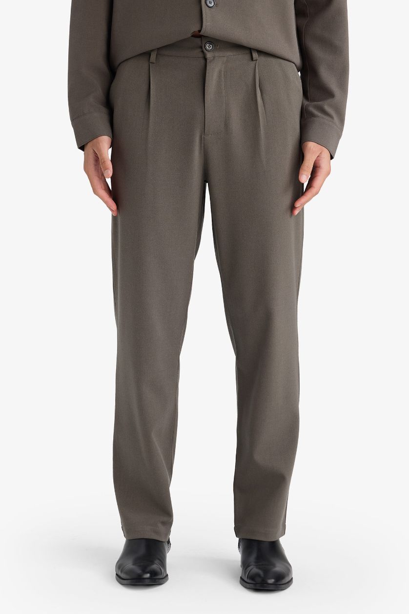 Мужчины Темный хаки Брюки Straight Fit