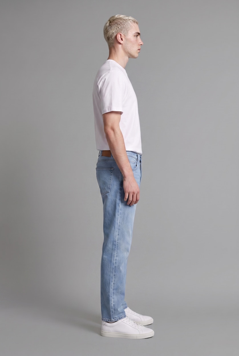 رجال أزرق Jean droit long Coupe baggy