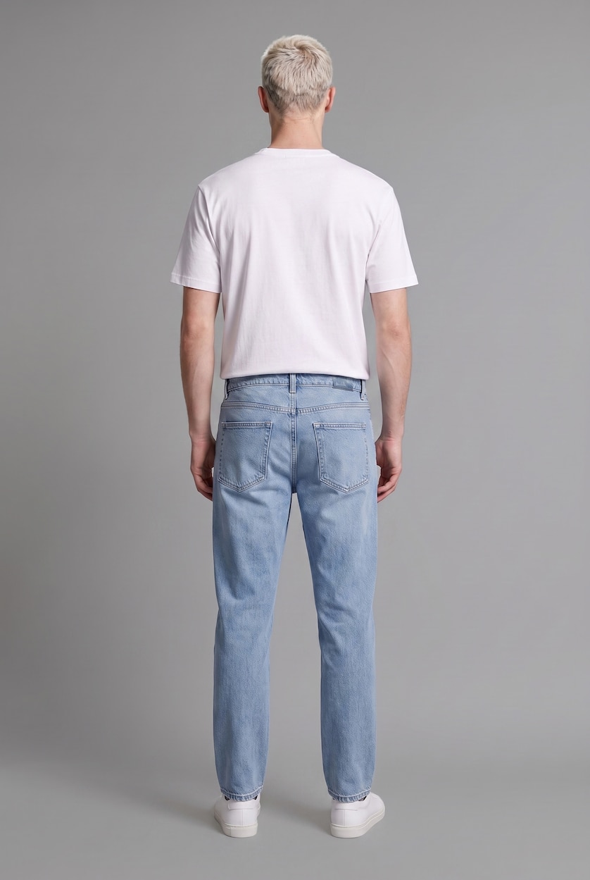 رجال أزرق Jean droit long Coupe baggy