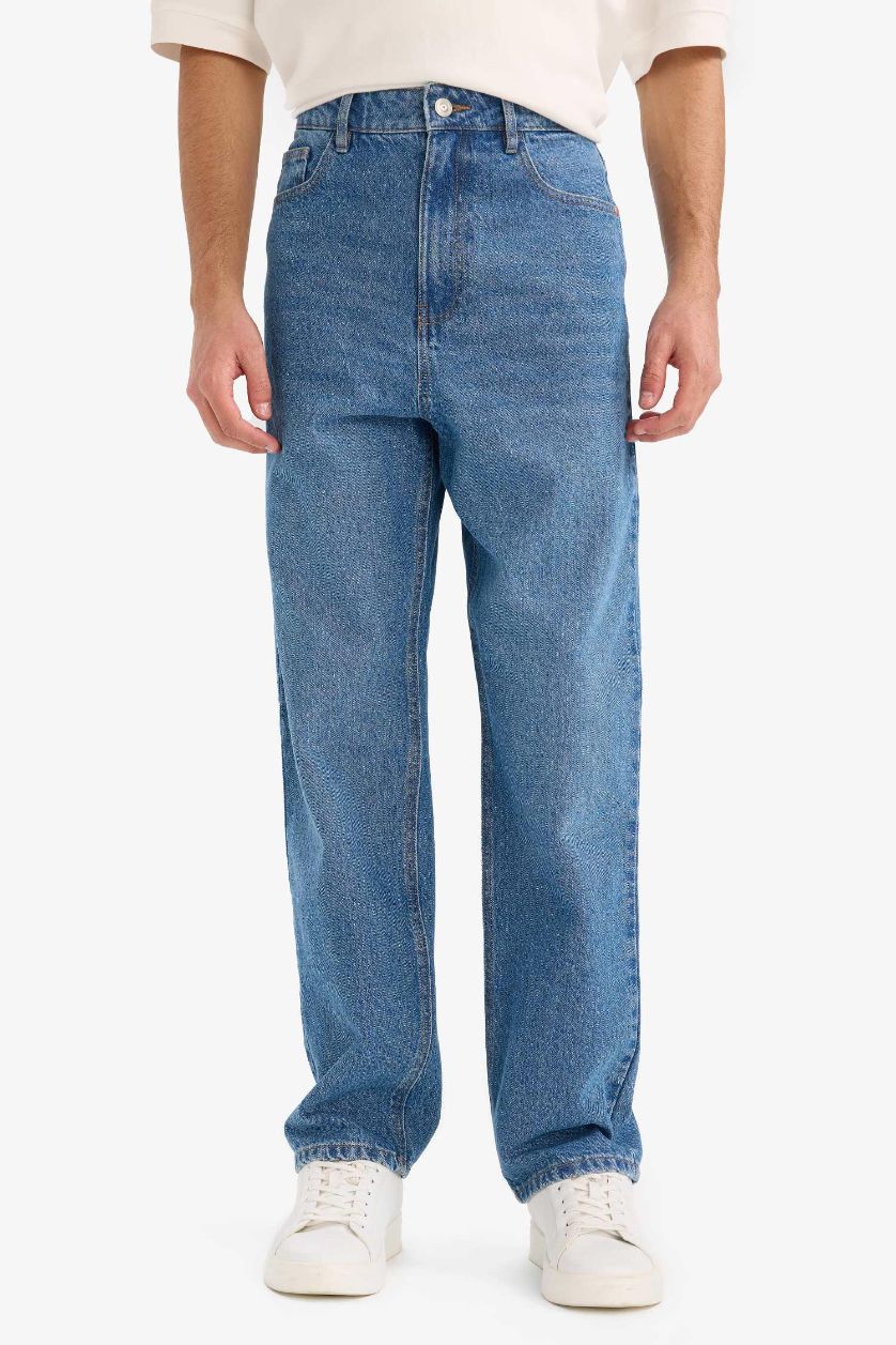 HOMME Bleu Jean à jambes large Coupe Baggy
