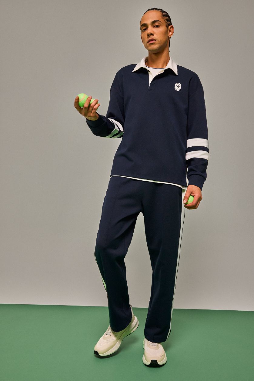 Man NAVY Boxy Fit Polo Collar Sports Sweatshirt