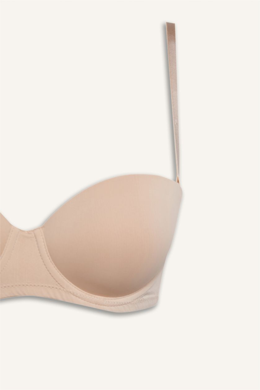 Женщины Бежевый Бюстгальтер без бретелек на косточках с микро покрытием и половинным наполнением