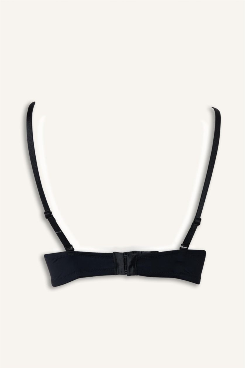 WOMAN Black Micro Covered Half Padded Underwired Strapless Bra