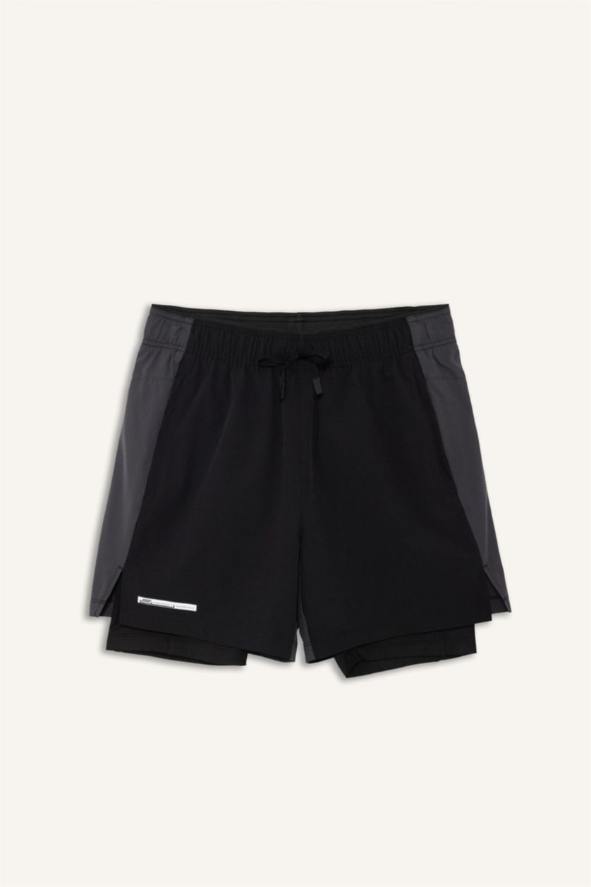 Erkek Siyah Slım Fıt Sporcu Şort