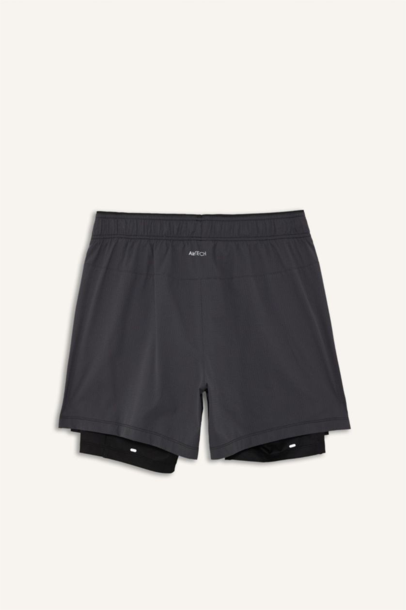 Erkek Siyah Slım Fıt Sporcu Şort