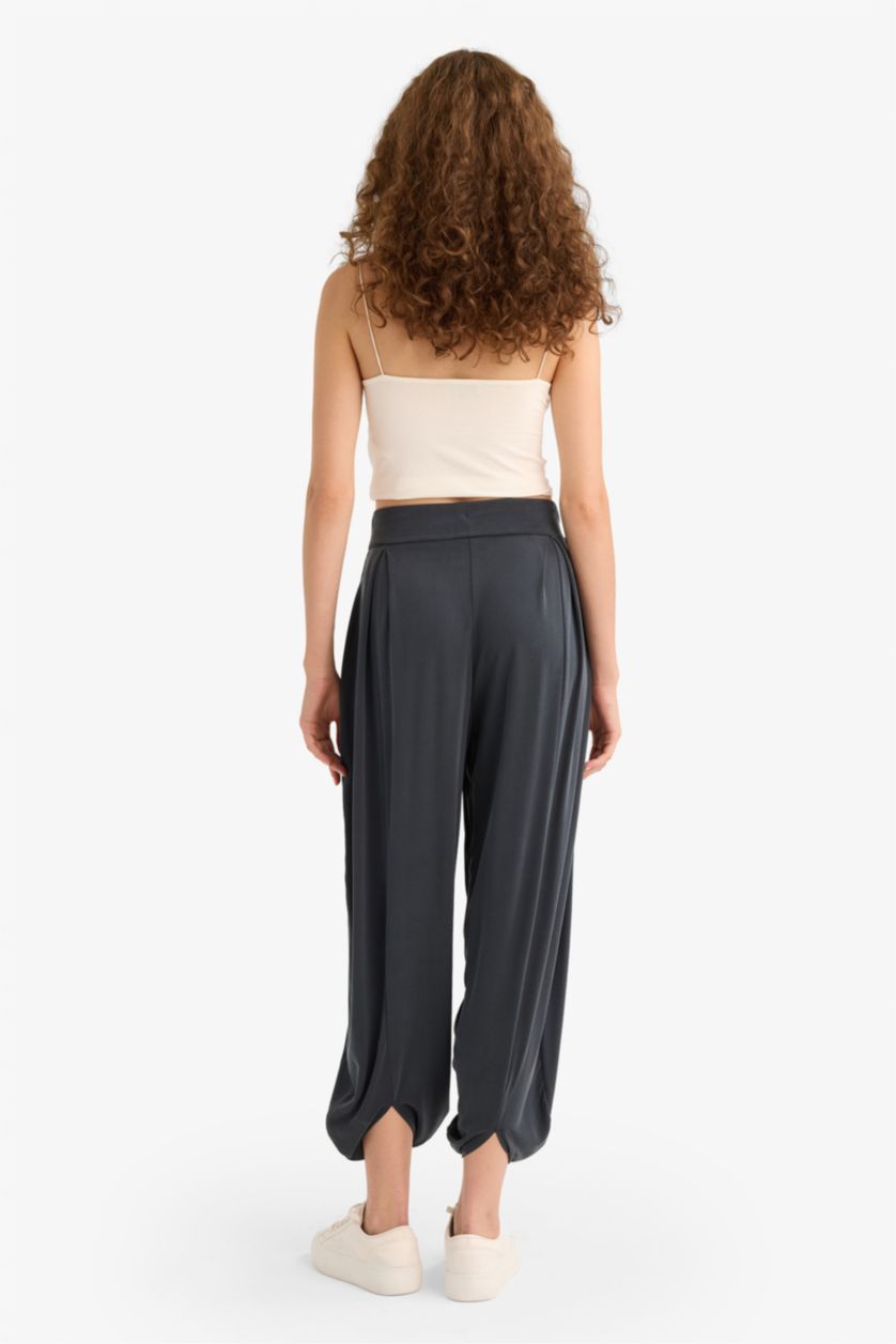 Woman Anthracite Oversize Fit modal Trousers