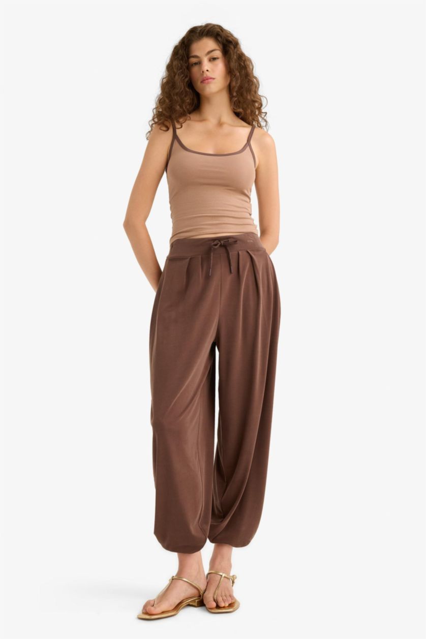 Kadın Koyu Kahve Oversıze Modal Pantolon