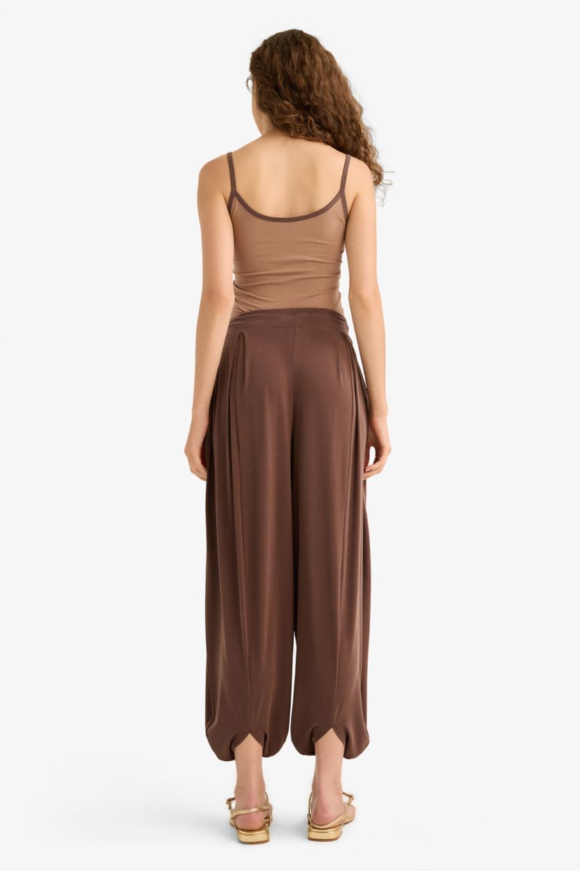 Kadın Koyu Kahve Oversıze Modal Pantolon