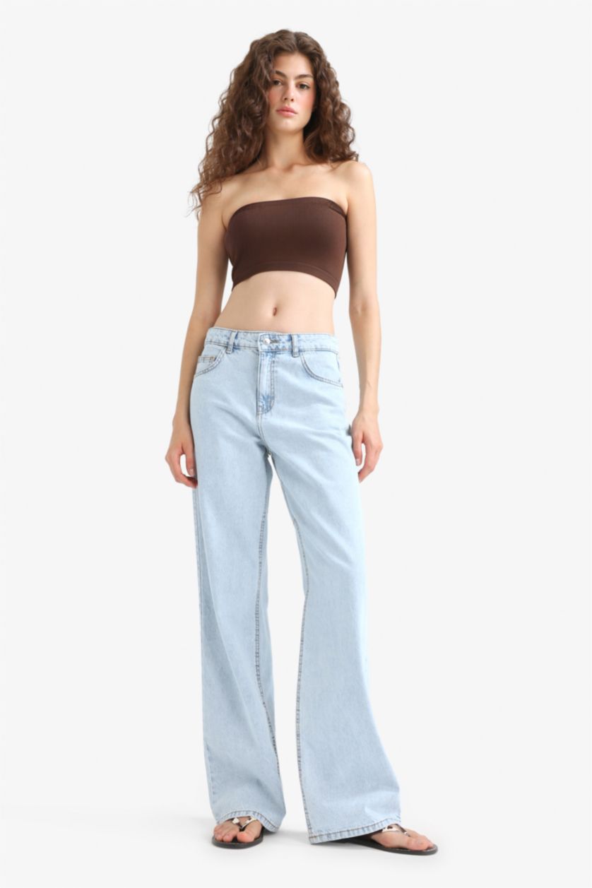 Woman Dark Brown Fitted Seamless Top