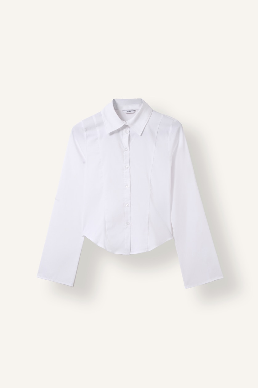 Woman White Slim Fit Poplin Long Sleeve Shirt