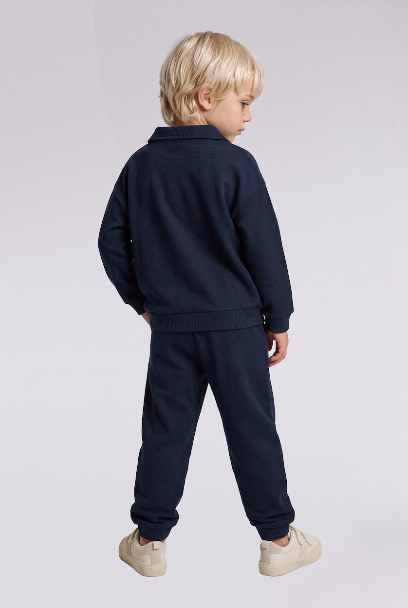 Baby Boys NAVY 2 piece Regular Fit Shirt Collar Slogan Set