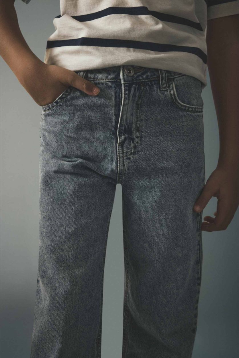 Ұлдар Және Жасөспірімдер Ашық Көк Ер балаларға арналған Wide Leg тік балақ джинс шалбар