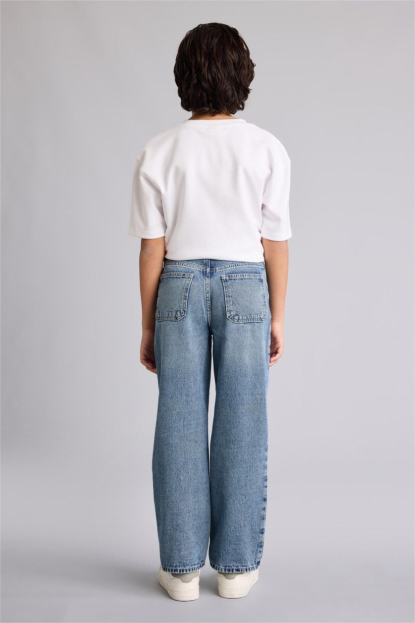 Ұлдар Және Жасөспірімдер Ашық Көк Ер балаларға арналған Wide Leg тік балақ джинс шалбар