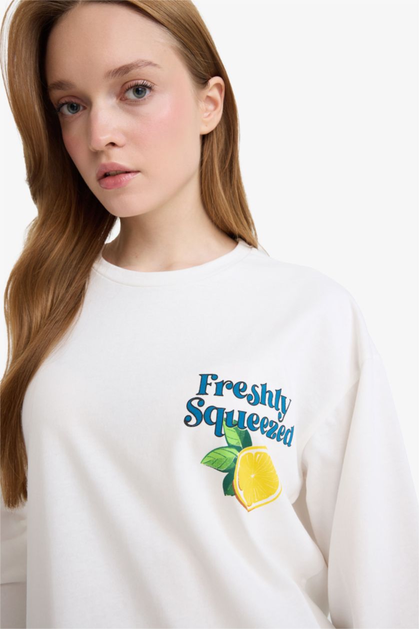 WOMAN Ecru Loose Fit Crew Neck Long Sleeve Tunic