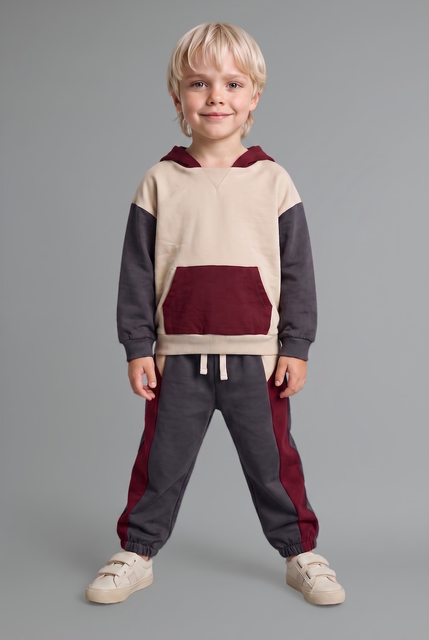 Erkek Bebek Antrasit %100 Pamuk Etiket Baskılı 2'Li Sweatshirt Erkek Bebek