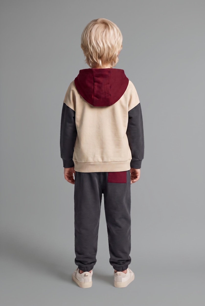 Erkek Bebek Antrasit %100 Pamuk Etiket Baskılı 2'Li Sweatshirt Erkek Bebek