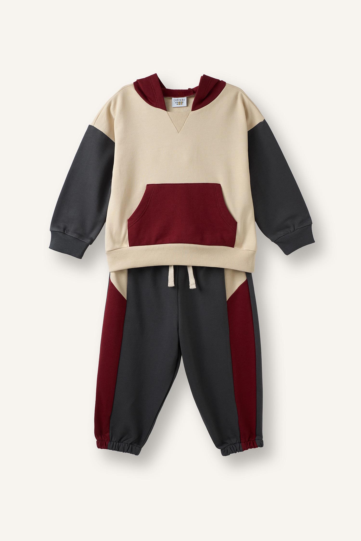 Erkek Bebek Antrasit %100 Pamuk Etiket Baskılı 2'Li Sweatshirt Erkek Bebek