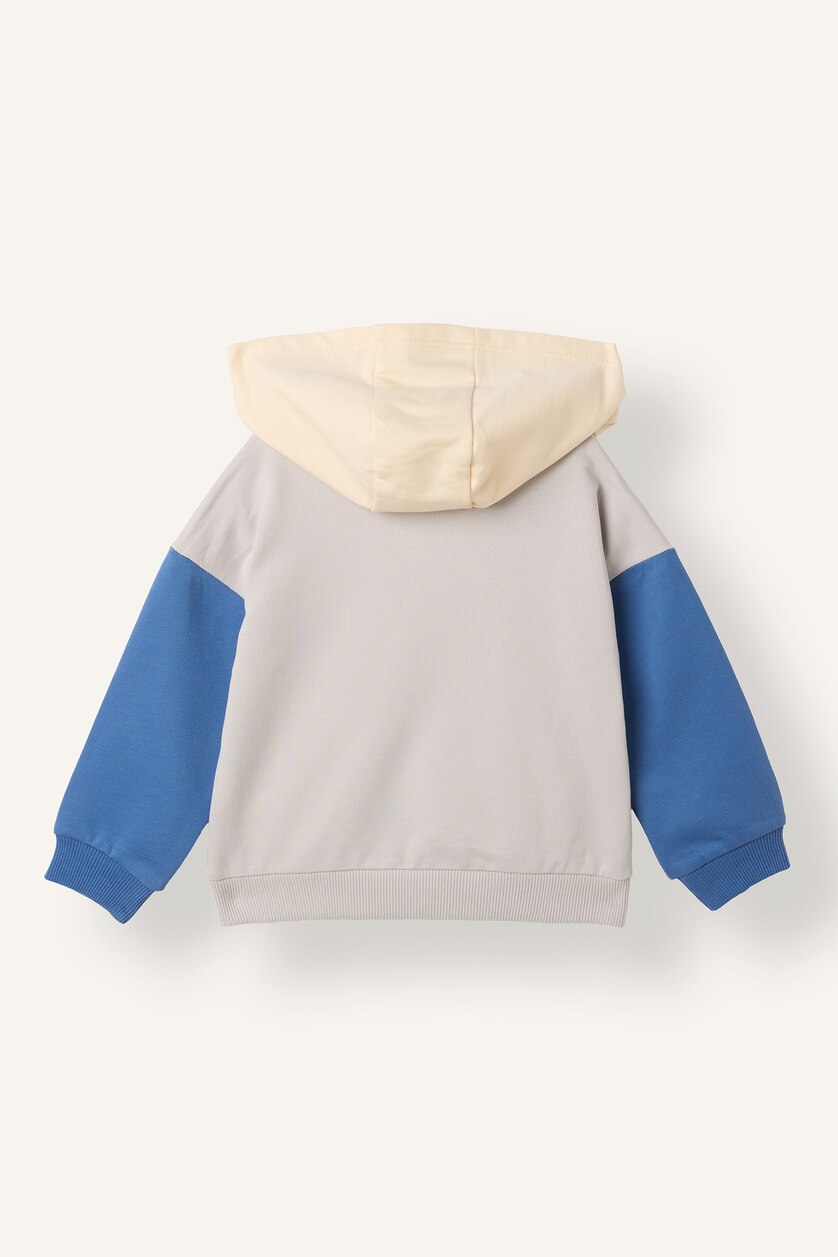 Erkek Bebek Ekru Etiket Baskılı İnce Sweatshirt Kumaşı 2'li Takım Erkek Bebek