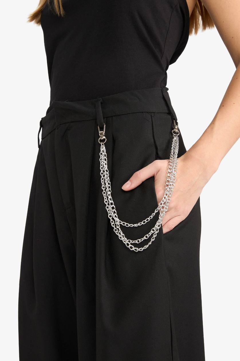 حريمي أسود بنطلون باجي بجيب مزدوج